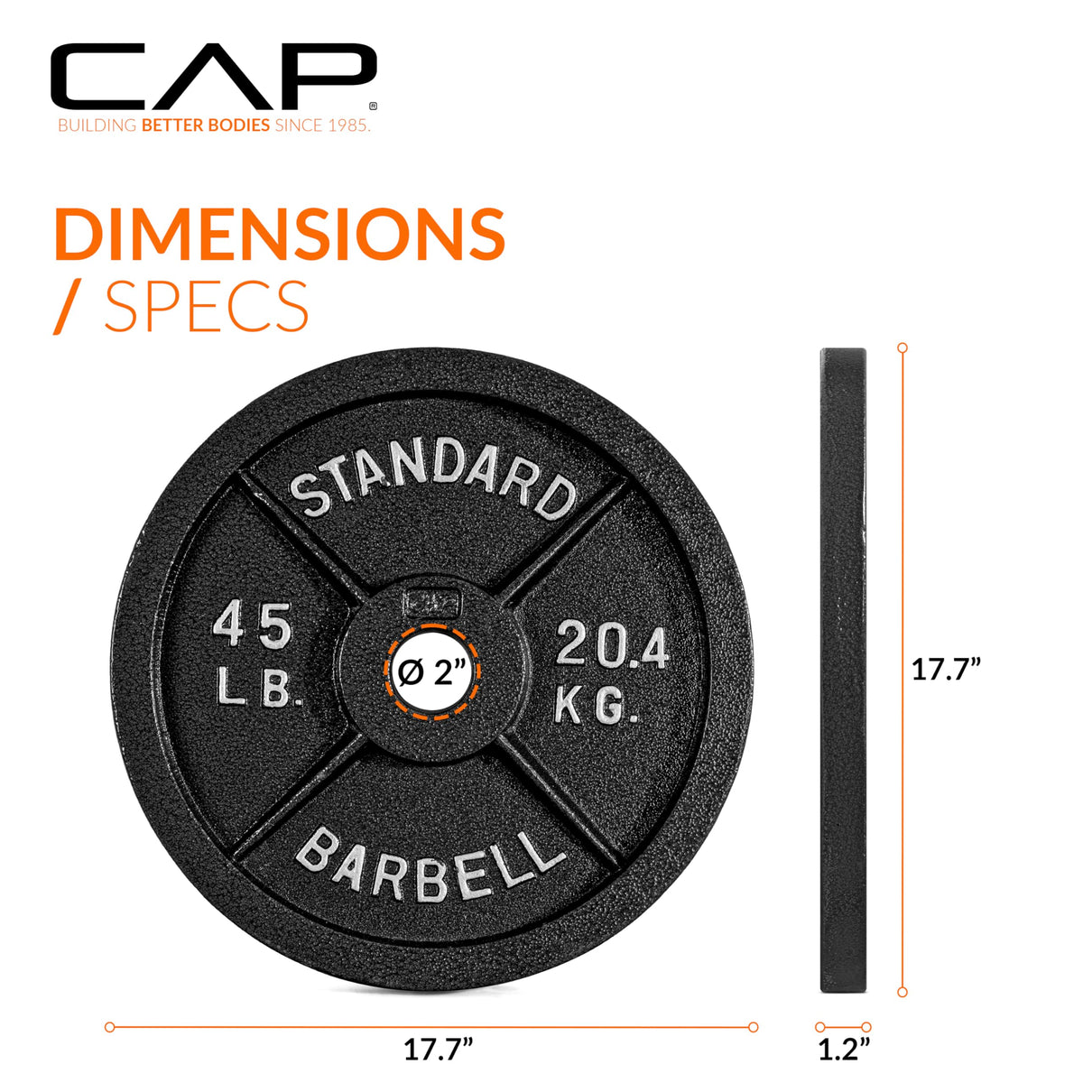 CAP Barbell 2-Inch Olympic Grip Plate, 45-Pounds