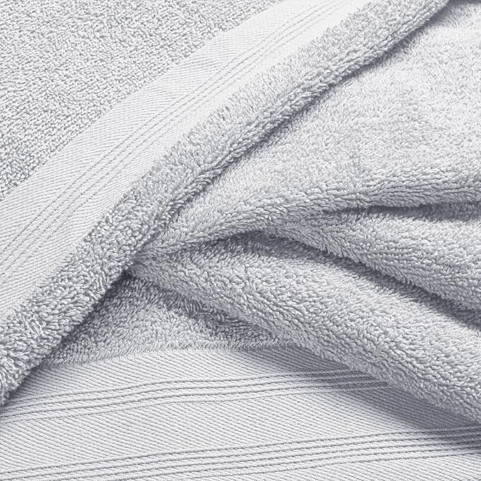 Cotton 2 Pack Oversized Bath Towel Set 28x55 inches, Large Bath Towels, Ultra Absorbant Compact Quickdry & Lightweight Towel, Ideal for Gym Travel Camp Pool - Light Grey