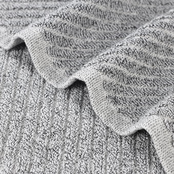 Superior Amelia Viscose Cotton Blend Medium Weight Towels, for Bathroom, Shower, Spa, Plush, Quick Dry, Ultra-Soft Towels, Bath Essentials, Ribbed Design, Bath Towels, Set of 2, Charcoal