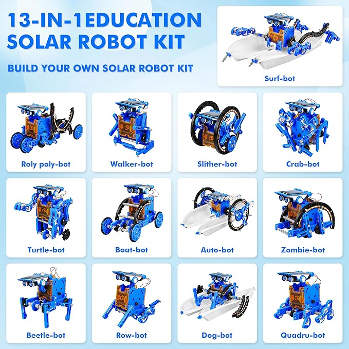 STEM 13-in-1 Education Solar Power Robots Toys for Boys Age 8+ , Educational Toy DIY Science Kits for Kids, Building Experiment Robotics Set Birthday Gifts for 8+ years old boys and girls .