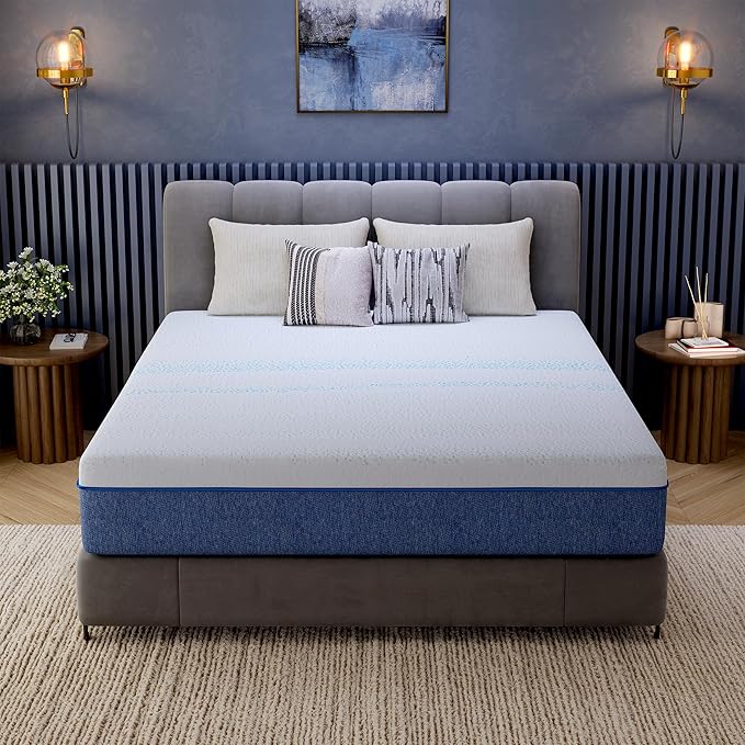 EGOHOME 10 Inch King Mattress, Gel Memory Foam with Charcoal, Fiberglass Free, CertiPUR-US Certified, Temperature-Regulating, Machine Washable Cover, 80" x 76" x 10", Medium