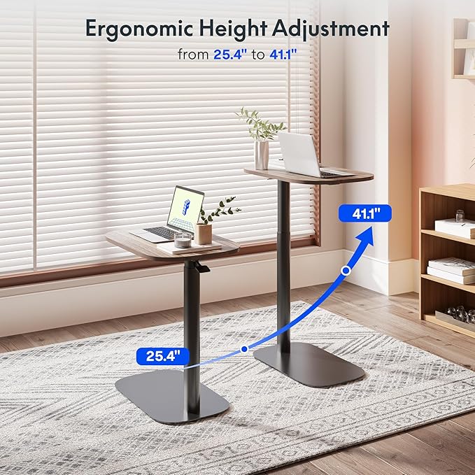 FLEXISPOT Adjustable C Table, Mobile Snack Side End Table Sofa Couch Bedside Table Laptop Cart TV Tray Night Stand for Small Space Side Table(23.6" W x 13.8" D,Rustic Brown)