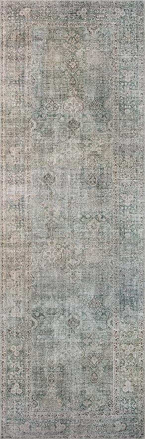 Loloi Chris Loves Julia Jules Collection JUL-08 Emerald/Antique Ivory 2'-6'' x 12'-0'', .13" Pile Height, Runner Rug