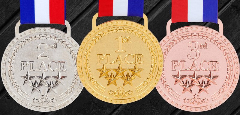Gold Medal Winner 1st First Place Award Trophy Medal, Bright Gold