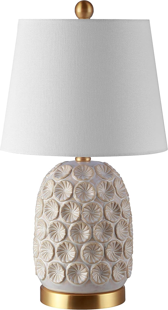 Safavieh Lighting Collection Lamson Cream 21-inch Bedroom Living Room Home Office Desk Nightstand Table Lamp (LED Bulb Included)