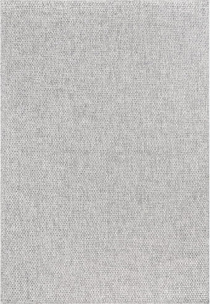 CAMILSON Easy Jute Rug 4x6, Indoor Outdoor Gray Color Farmhouse Area Rugs for Living Room Patio and Kitchen Rug, Solid Boho Woven Design, Easy-Cleaning, Washable Outside Carpet Alfombras (4 x 6)