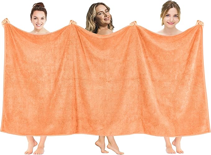 American Soft Linen Oversized Bath Sheet 40x80 Extra Large for Bathroom, 600 GSM 100% Cotton Turkish Jumbo Bathsheet Towels for Adults Malibu Peach Bath Sheet