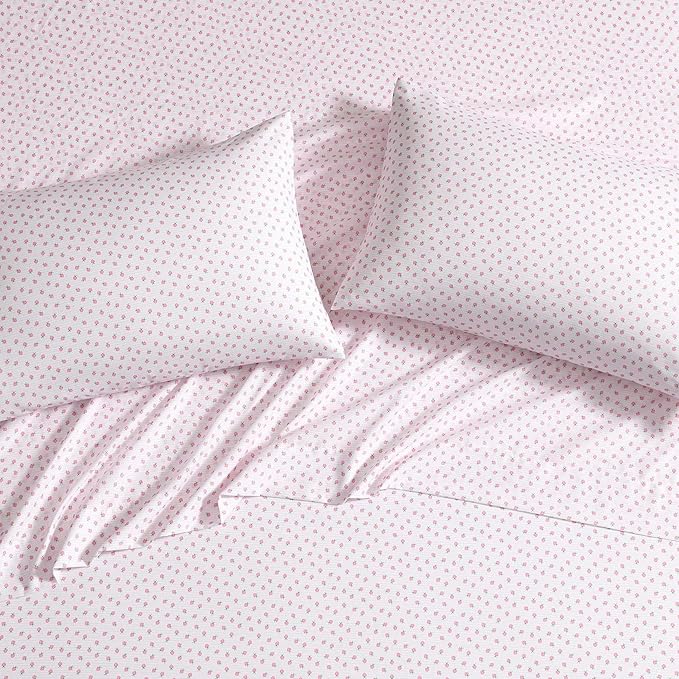 Laura Ashley Kids - Twin Sheet Set, Soft & Wrinkle-Resistant Toddler Bedding Set, Deep Pockets, Girl Bed Sheets with Matching Fitted Sheet & Pillowcase (Sweet Lady Bugs Pink)