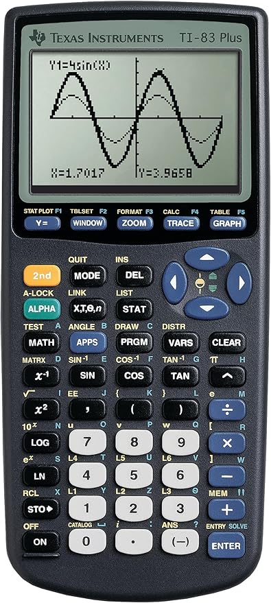 Texas Instruments TI-83 Plus Graphing Calculator, Gray, Standard
