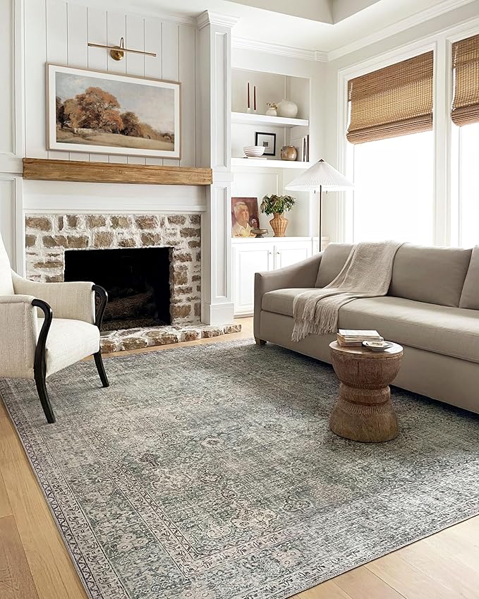 Loloi Chris Loves Julia Jules Collection JUL-08 Emerald/Antique Ivory 2'-6'' x 12'-0'', .13" Pile Height, Runner Rug