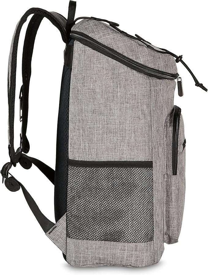 Amazon Basics Insulated Cooler Backpack, Leak-Proof, 30 Can Capacity, Portable Soft Sided Cooler, Keeps Cold for Hours, Gray