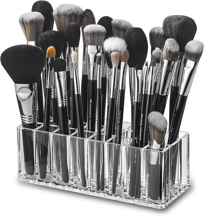 BY ALEGORY (Set) Acrylic Lipstick Organizer & Makeup Brush Organizer 48 Space Storage Refillable Container Beauty Cosmetic Display Case
