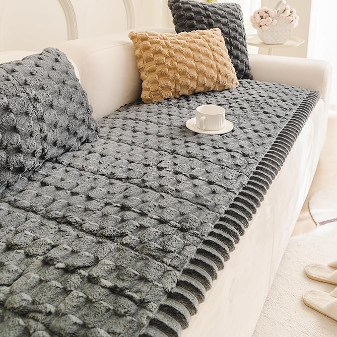 Mivnue Pet Couch Cover, Couch Covers for Dogs, Washable Dog Sofa Covers Couch Protector, Fuzzy Non Slip Couch Slipcover Pet Friendly