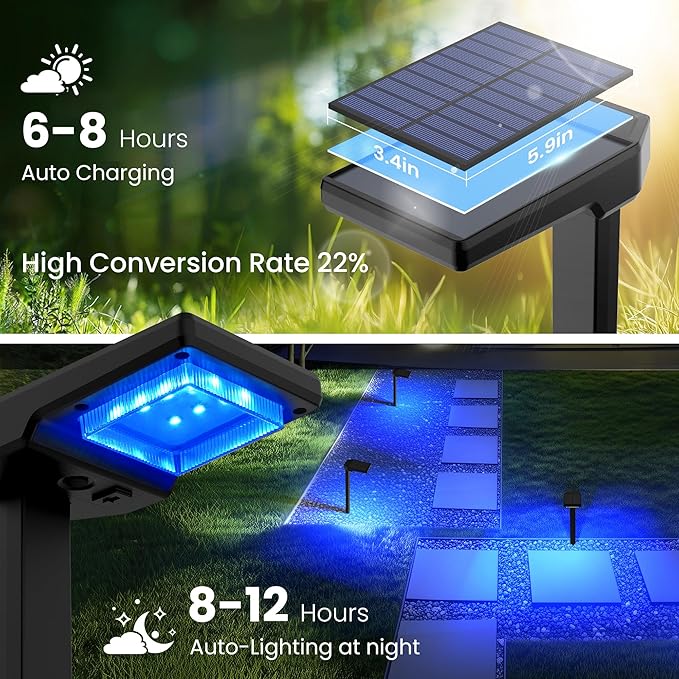Solar Pathway Lights Outdoor, Smart Color Changing with 9-in-1 (Warm White/Cool White/RGBCW) Modes,Bright Landscape Lighting Waterproof for Walkway,Garden,Driveway,Yard,Patio(2pack)