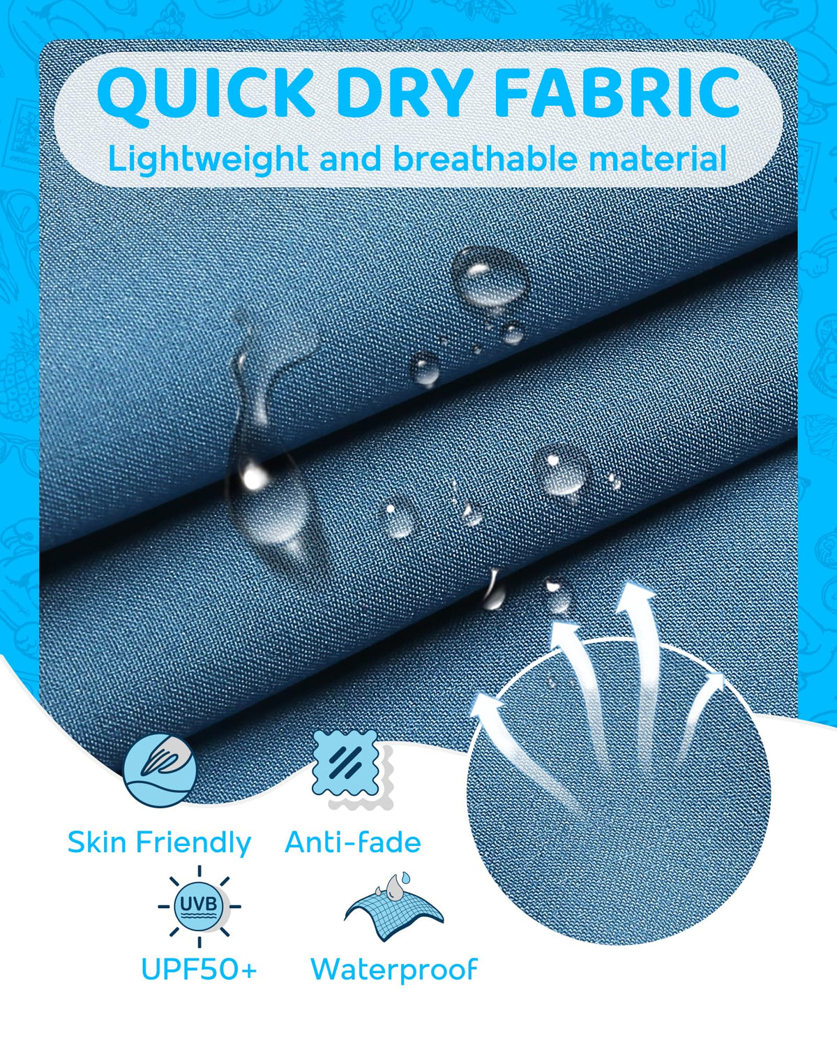 maamgic Boys Swim Trunks with Compression Liner 4-Way Stretch Quick Dry Swim Shorts Swimming Trunks Toddler Boy Haze Blue White 3T
