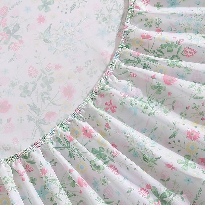 Laura Ashley Kids - Full Size Sheet Set, Soft & Wrinkle-Resistant Toddler Bedding, Fun & Whimsical Bedroom Decor, Ideal Girl Room Essentials (Posey Dance Pink)