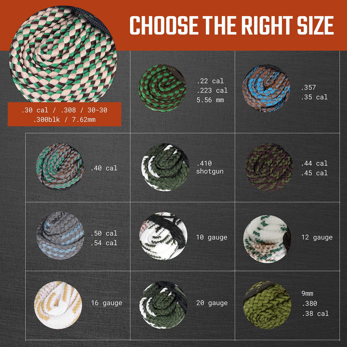 Ultimate Rifle Build Gun Snake - Reusable and Compact Gun Cleaning Rope (B24: .308, 30-30, 30-06.300.303, 7.62mm)