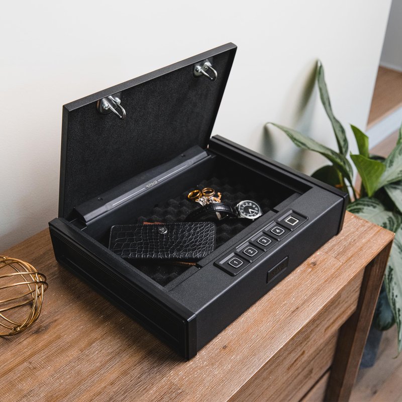 RPNB Gun Safe for Handgun, Pistol Safe with Fingerprint and Digital Keypad, Quick Access Biometric Handgun Safes for Home Nightstand Bedside, Gun Lock Box for 2 Pistols and More