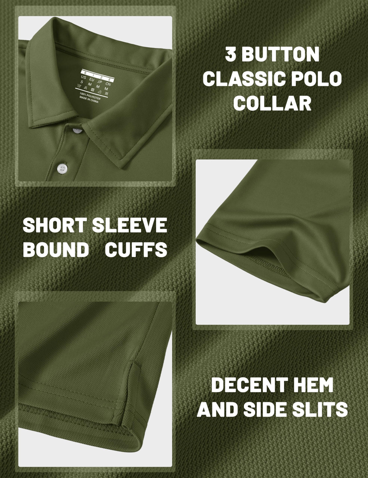 MAGCOMSEN Polo Shirts for Men Dry Fit Lightweight Active Golf Polos Short Sleeve Moisture Wicking Collared Shirt Army Green