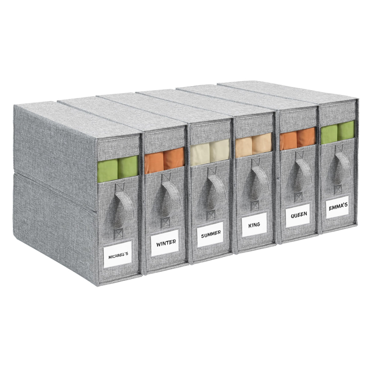 ZenStorage Sheet Organizers and Storage for Linen Closet, 6Pack Grey