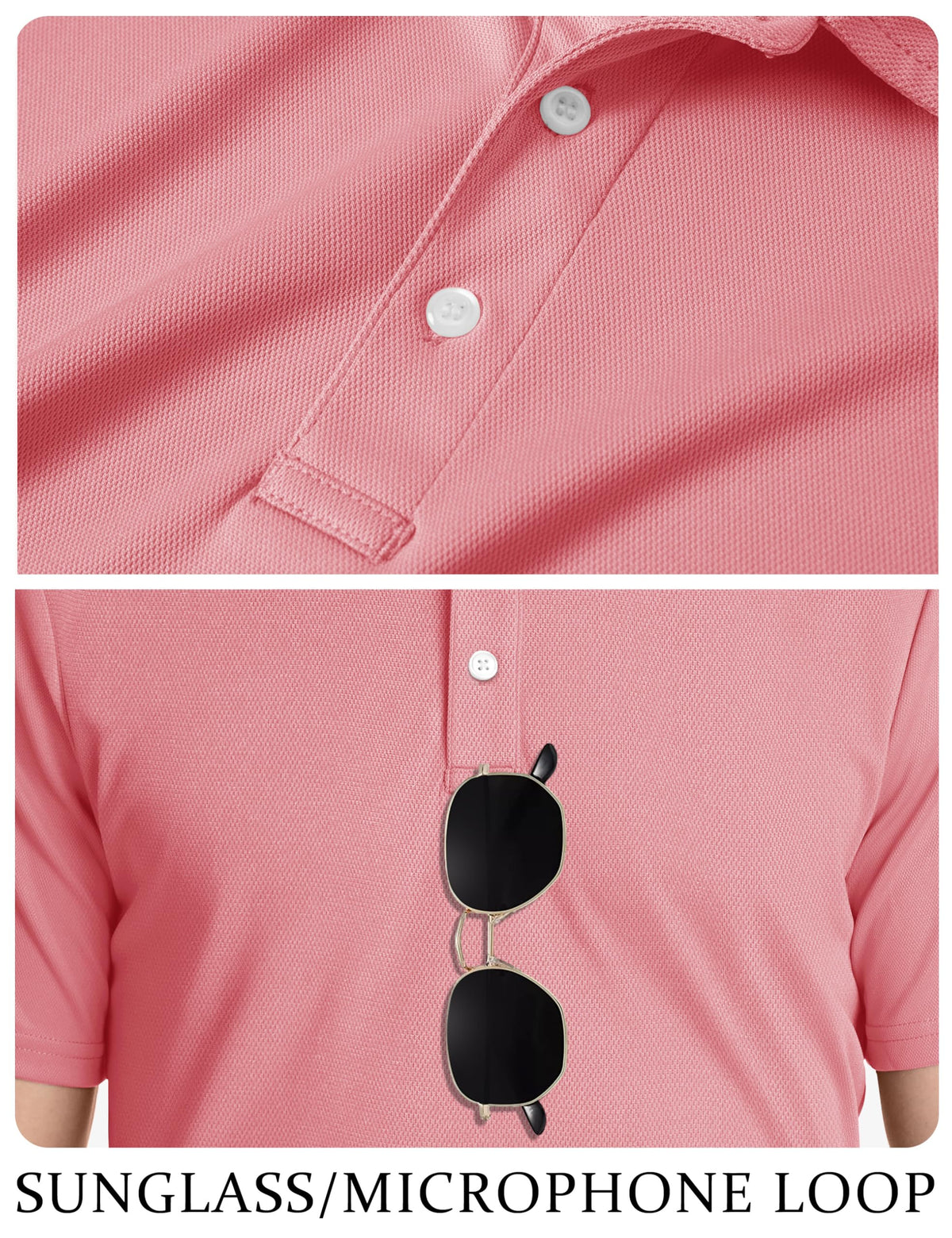 TACVASEN Mens Golf Shirt Dry Fit Mens Polo Shirts Short Sleeve Performance Golf Polos for Men with Collar Work Shirts Dark Pink, S