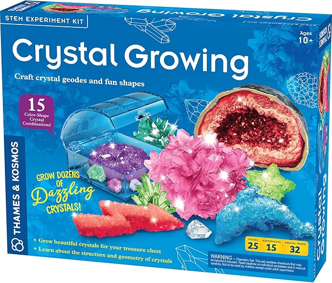 Thames & Kosmos Crystal Growing | STEM Experiment Kit | Grow Dozens of Dazzling, Colorful Crystals! | Learn about Crystallization & Conduct Classic Science Experiments | Make Crystal Geodes | Ages 10+