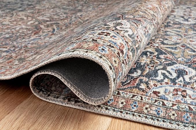 Loloi Chris Loves Julia Jules Collection JUL-06 Denim/Spice 3'-6'' x 5'-6'', .13" Pile Height, Accent Rug