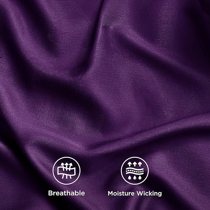 Bedsure California King Sheet Sets, Cooling Sheets for Hot Sleepers, Rayon Derived from Bamboo, Breathable & Soft, Deep Pocket Up to 16 Inches, Hotel Luxury Silky Bedding, Plum
