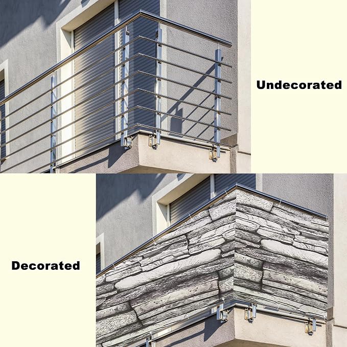 Balcony Privacy Screen 3.3' x 16.4' Durable UV-Resistant Privacy Screen Outdoor