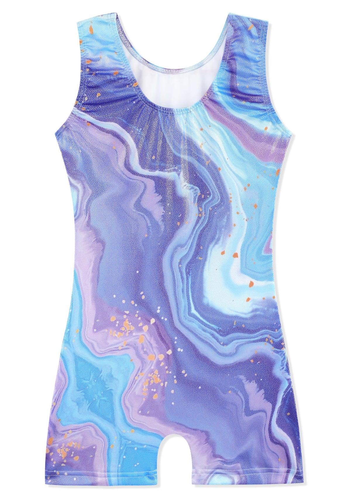 HOZIY 5t Leotards for Girls Gymnastics Size 5-6 Years Biketard Tumbling Outfits Swirl Gold Liquid Blue Purple Marble Print Dance Clothes Shiny Sparkle Glitter Bodysuit