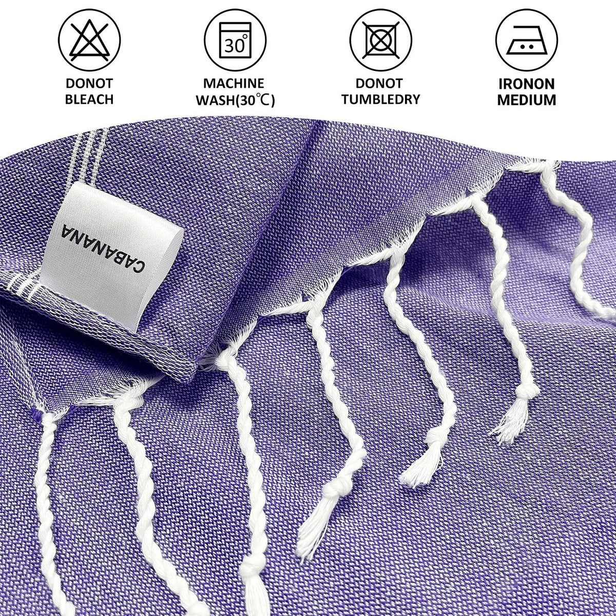 cabanana Turkish Beach Towel Oversized - 40"x70" Quick Dry Sand Free Thin Pool Towel for Adults, Extra Large Cotton Lightweight Travel Towel (Purple)