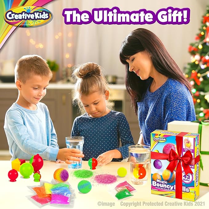 Creative Kids Magic Bouncy Balls - DIY STEM Toys - Science Kit for Kids - 25 Multicolor Bags & 5 Molds Makes Up to 43 Balls