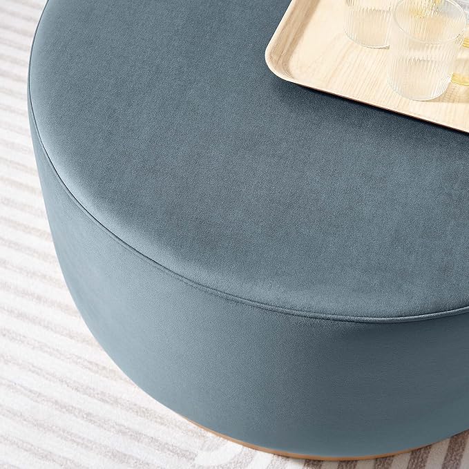 Modway Large 29" Round Performance Velvet Upholstered Upholstered Ottoman