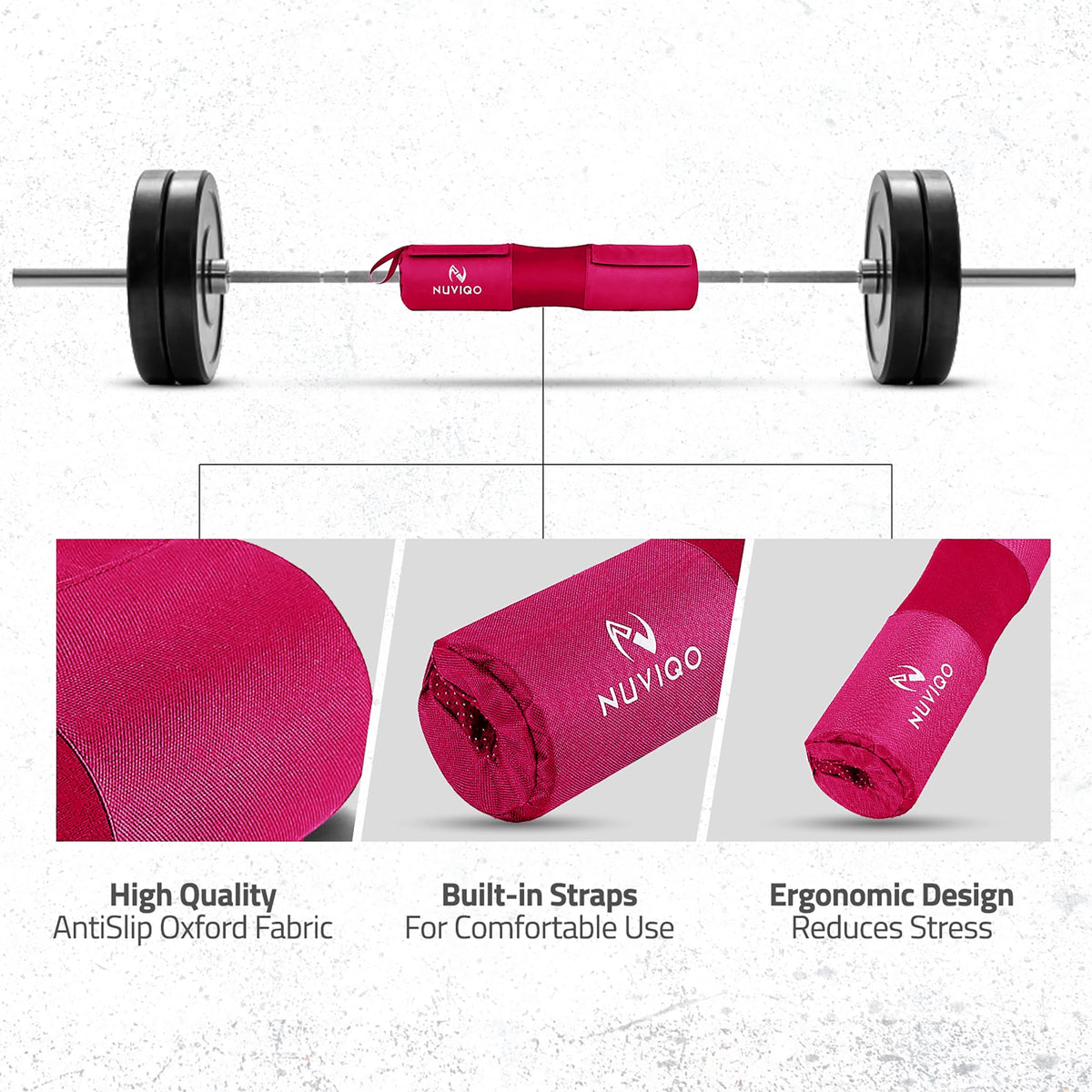 Barbell Pad & Ankle Straps for Cable Machine with Carry Bag - Gym Accessories for Women & Men - For Cable Kickbacks, Leg Extensions, Hip Thrusts & Squats - Workout Attachments for Home & Gym (Pink)
