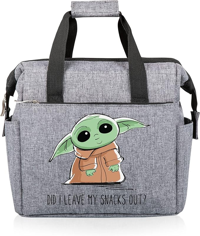 PICNIC TIME Star Wars Mandalorian Grogu On The Go Lunch Bag, Soft Cooler Lunch Box, Insulated Lunch Tote, Leak-Resistant Work Lunchbox, Reusable Thermal Cooler Bag, (Heathered Gray)