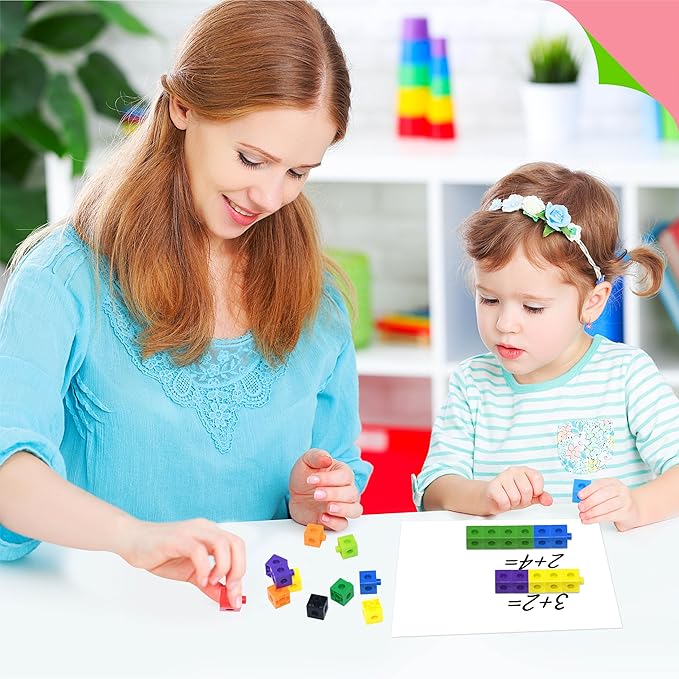 SpriteGru Math Linking Cubes, Set of 100 Math Cubes Manipulative Connecting and Counting Snap Blocks for Early Math and Construction, Educational Toy for Preschool, Kindergarten, Homeschool