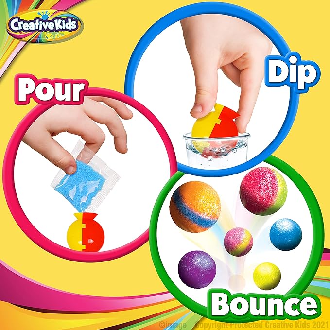 Creative Kids Make Your Own Bouncy Ball Kit - 12 Individual Packs - DIY Science Party Favors & Goody Bag Stuffers - Bulk Craft Bouncy Ball Making Kit - Ideal Valentines Gifts for Classroom