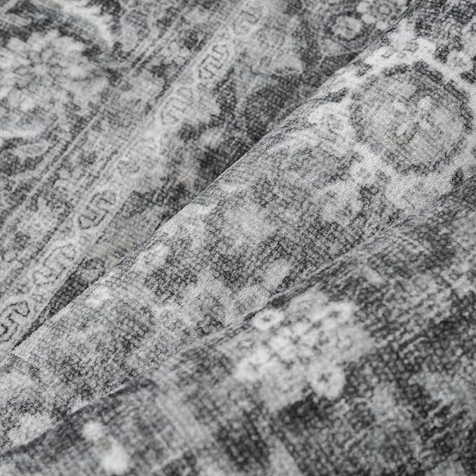 Blue 2x6 Runner Rug Hallway Non Slip Kitchen Vintage Distressed Long Carpet Indoor Machine Washable Traditional Floral Bedroom Accent Throw Rug for Office Laundry Bathroom Dining Living Room