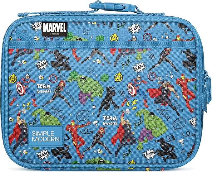 Simple Modern Marvel Avengers Kids Lunch Box for School | Reusable Insulated Lunch Bag for Toddler, Girl, and Boy | Meal Container with Exterior & Interior Pocket | Hadley Collection | Avengers Heroes