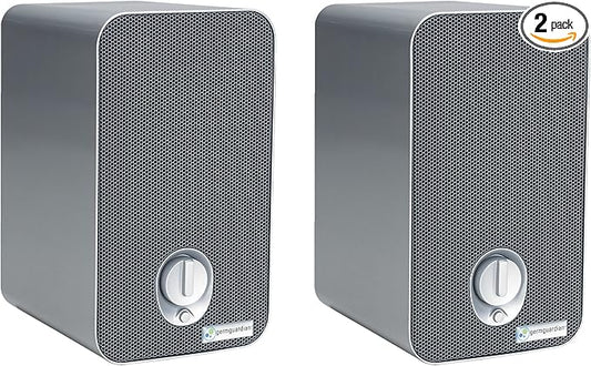 GermGuardian Air Purifier with HEPA Filter, Removes 99.97% of Pollutants, Covers up to 338 Sq. Foot Room in 1 Hr, UV-C Light Helps Reduce Germs, Zero Ozone Verified, 2-Pack, 11", Silver, AC41002PK