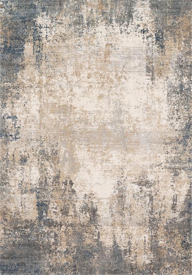 Loloi Teagan Collection TEA-08 Ivory/Mist 2'-8" x 4' Accent Rug, Large, Soft Neutral Rug, High-Traffic for Living Room, Bedroom, Home Office, Dining Area