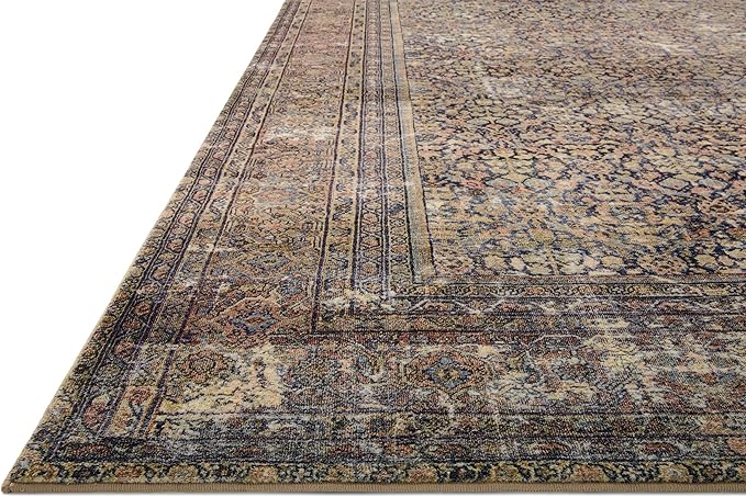 Loloi Amber Lewis Morgan Collection MOG-03 Denim/Multi 3'-6" x 5'-6" 38" Thick Accent Rug feat. CloudPile, Neutral, Room Décor, Vintage Inspired, Livingroom, Bedroom, Dining Area