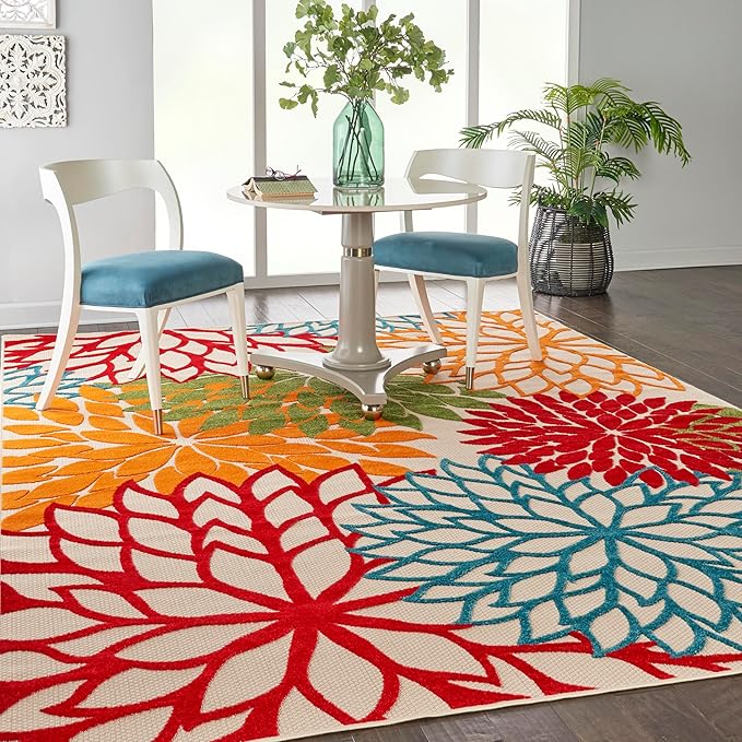 Nourison Home Aloha 94" x 126" Fabric Indoor/Outdoor Rug in Multi-Color