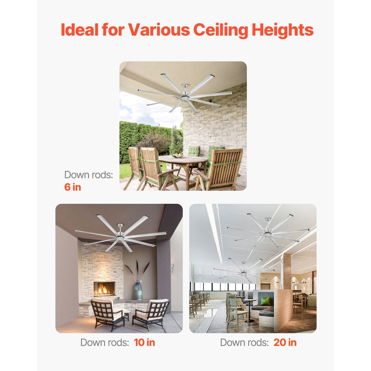 96 In Ceiling Fan without Light, 6-Speed Remote Control, Aluminum 8-Blade, Reversible DC Motor, Modern Low Profile Flush Mount Fan for Bedroom, Living Room, Patio, Indoor/Outdoor, Brushed Nickel