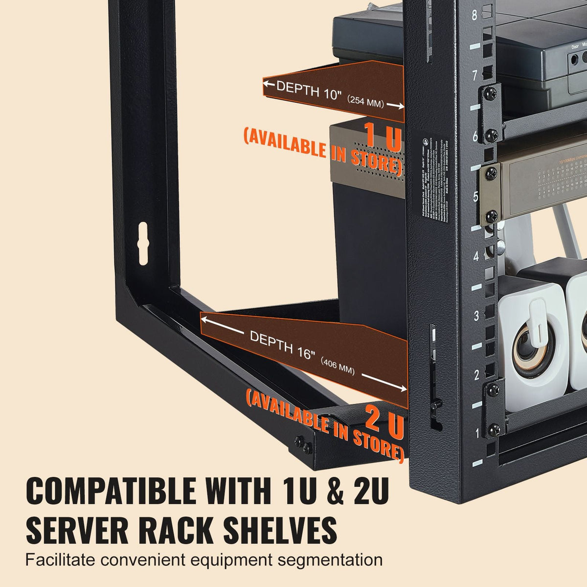 9U Wall Mount Rack, 150 lbs/68.04 kg Max Load Capacity, Open Frame Server Network Rack with Cage Nuts Screws, Carbon Steel 20.9 x 17.7 x 20.5" for 19"/482.6 mm AV & Server IT Equipment, Black
