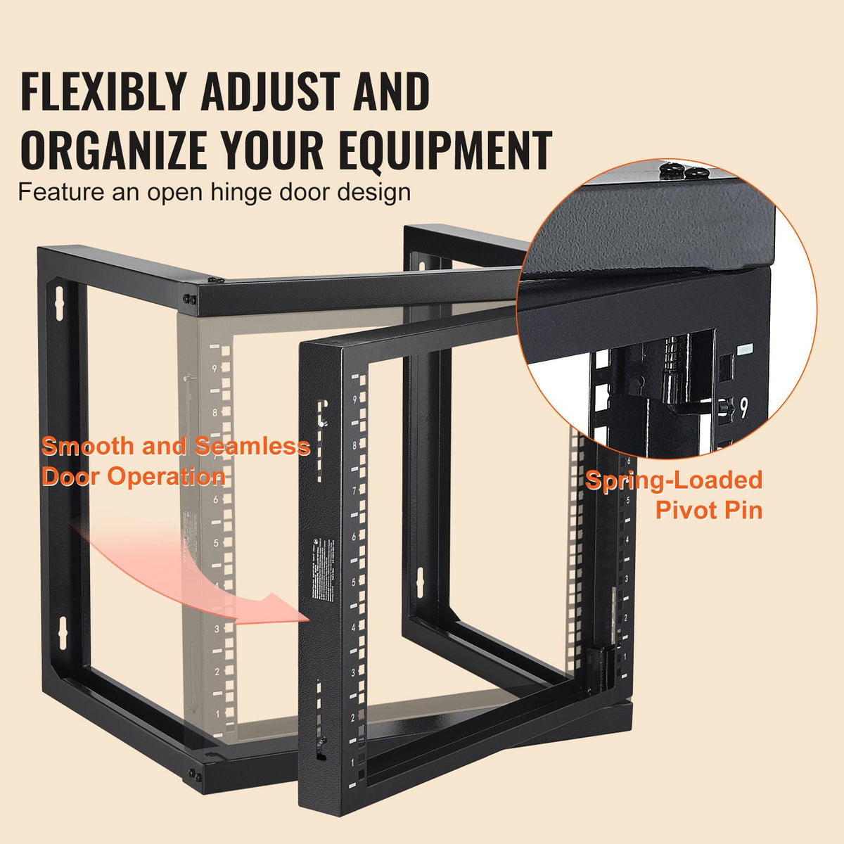 9U Wall Mount Rack, 150 lbs/68.04 kg Max Load Capacity, Open Frame Server Network Rack with Cage Nuts Screws, Carbon Steel 20.9 x 17.7 x 20.5" for 19"/482.6 mm AV & Server IT Equipment, Black