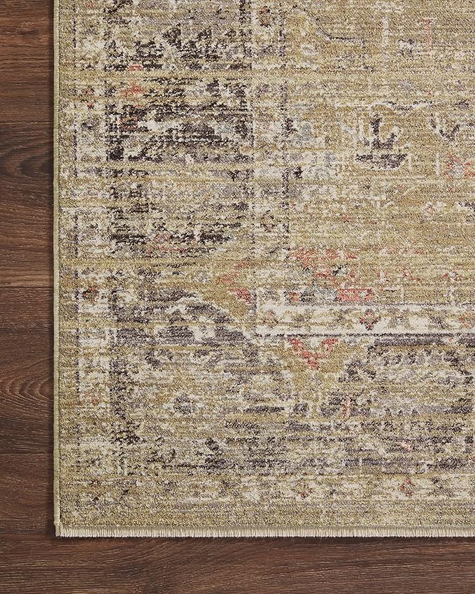 Loloi Magnolia Home by Joanna Gaines Millie Collection MIE-03 Gold/Charcoal 3'-6" x 5'-6", .25" Pile Height, Accent Rug