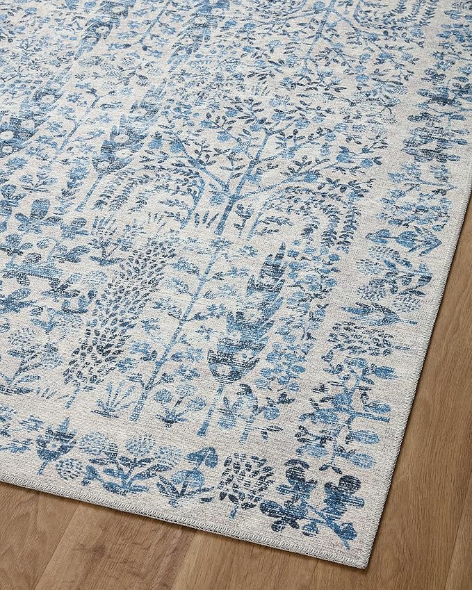 Loloi Rifle Paper Co. Maison Collection MAO-07 Blue 2'-6" x 7'-6", .19" Pile Height, Runner Rug