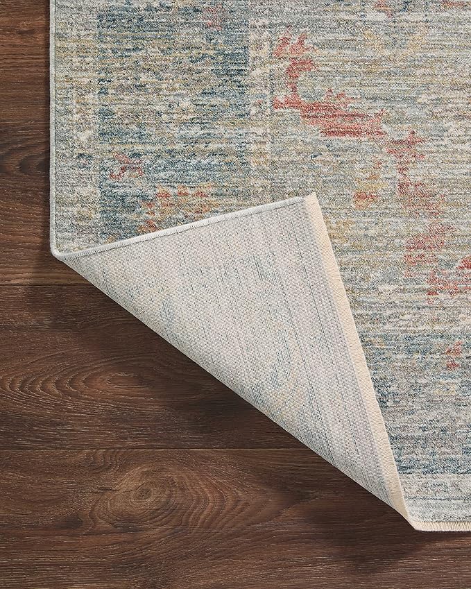 Loloi Magnolia Home by Joanna Gaines Millie Collection MIE-04 Slate/Multi 5'-3" x 7'-6", .25" Pile Height, Area Rug
