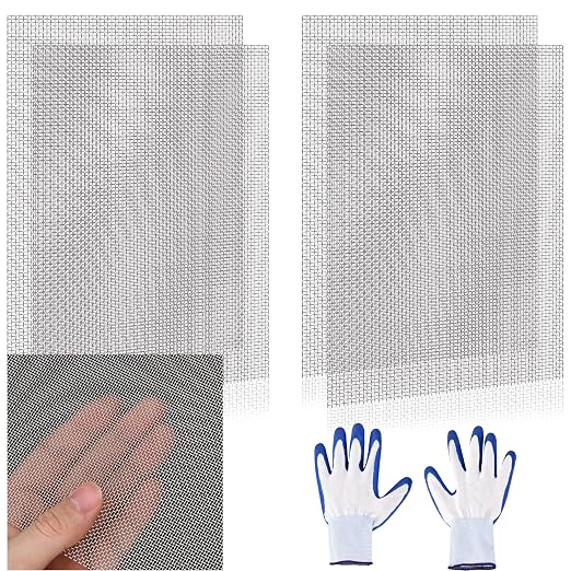 4 Pcs 13x9 20 Mesh 304 Stainless Steel Wire Mesh Sheet, Rustproof Metal Mesh